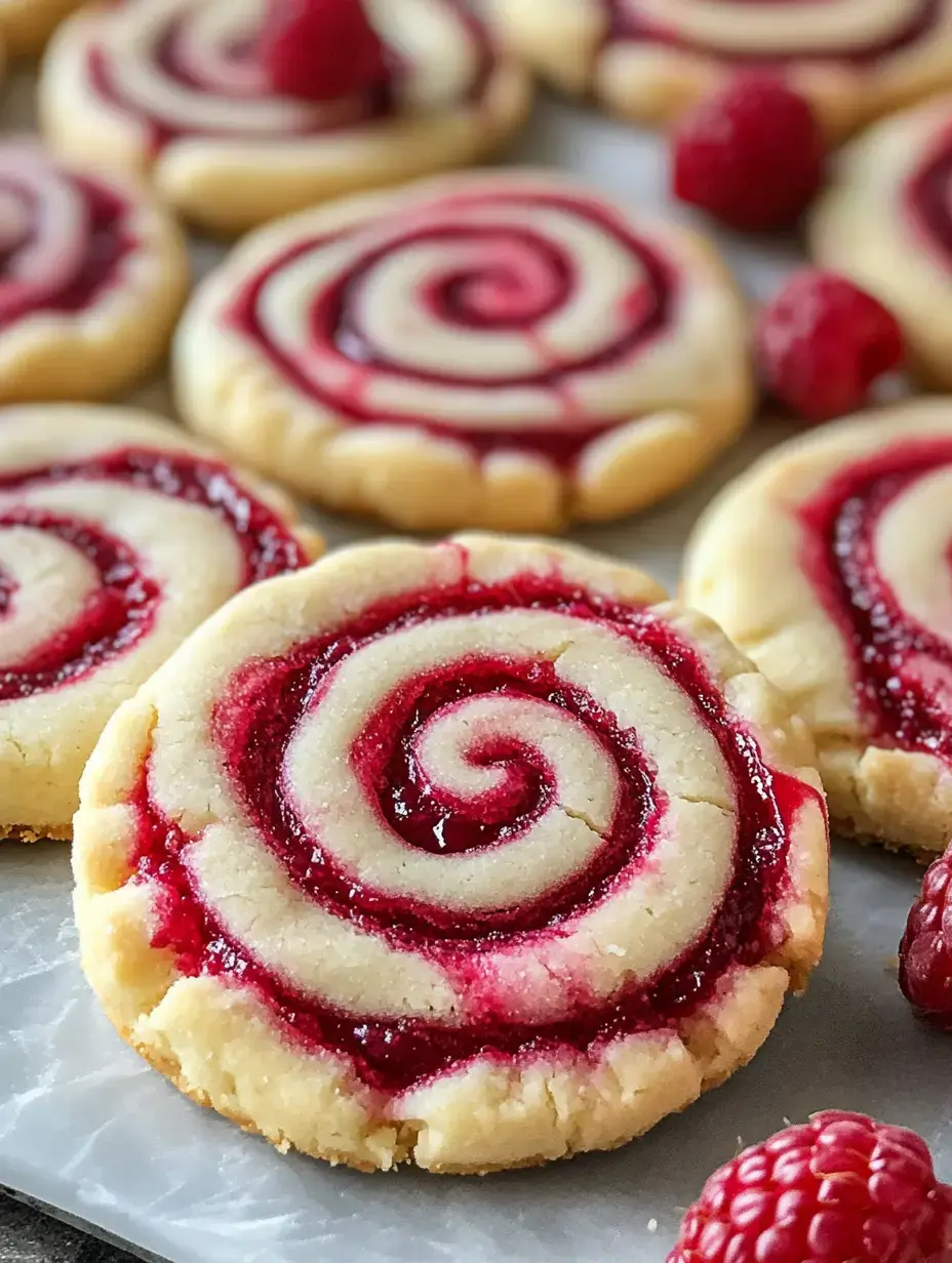 A close look at twisted raspberry treats laid out flat, with fresh berries scattered nearby.