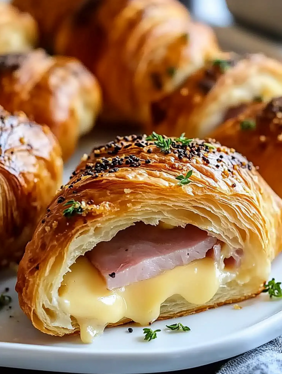 Baked Ham and Cheese Croissants Recipe