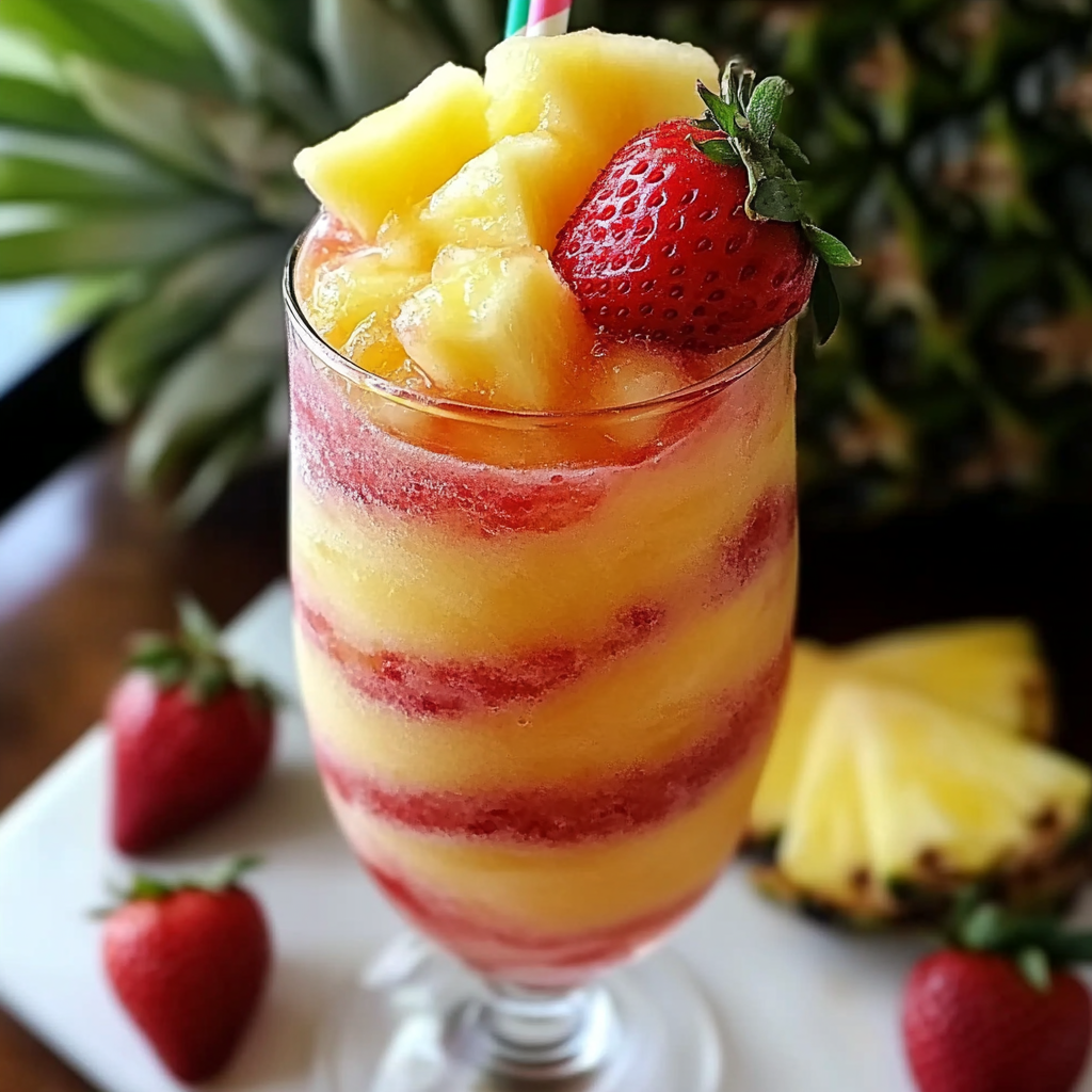 Pineapple Strawberry Swirled Slushies – Refreshing Drink