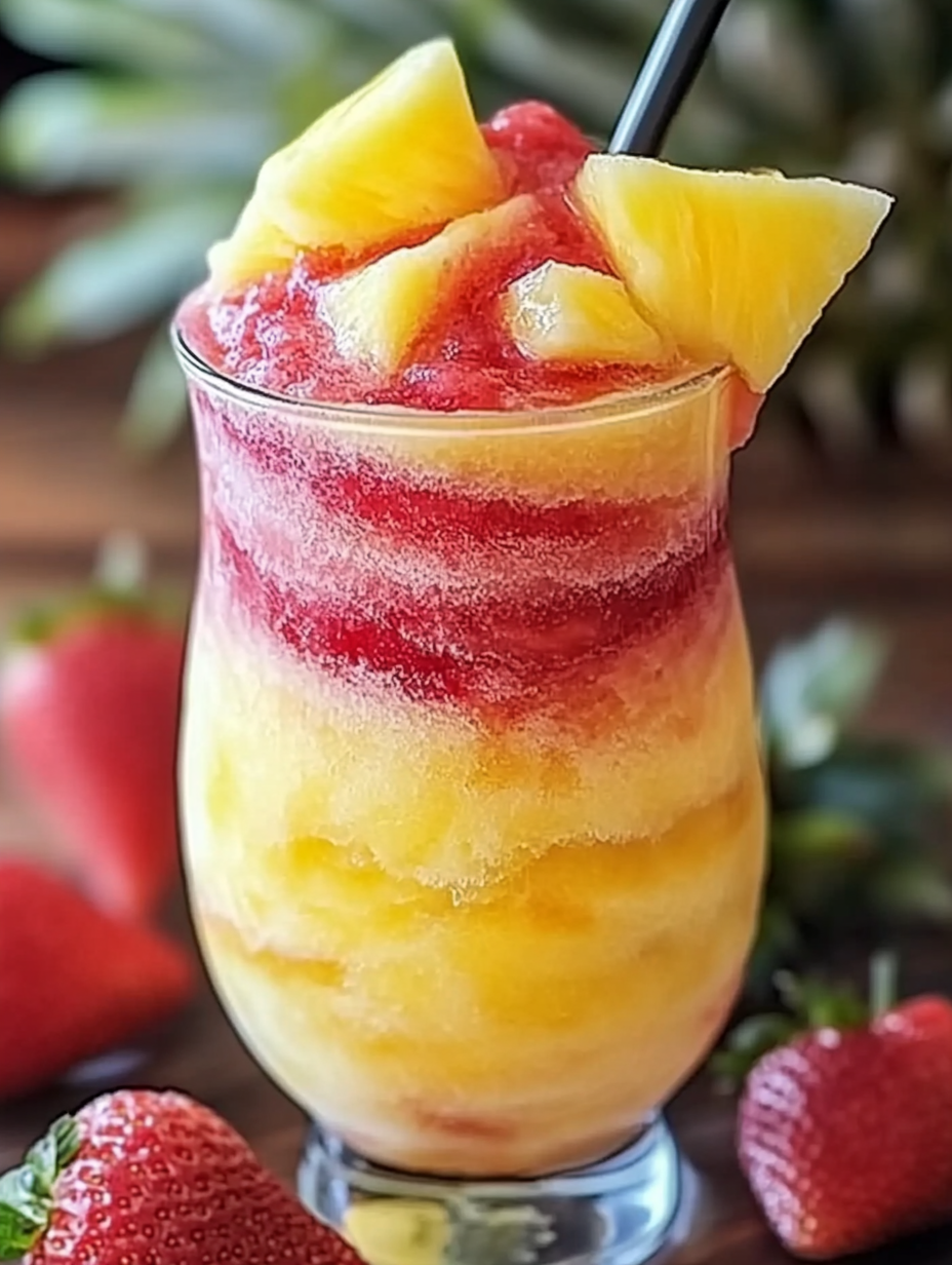 Pineapple Strawberry Swirled Slushies – Refreshing Drink Recipe