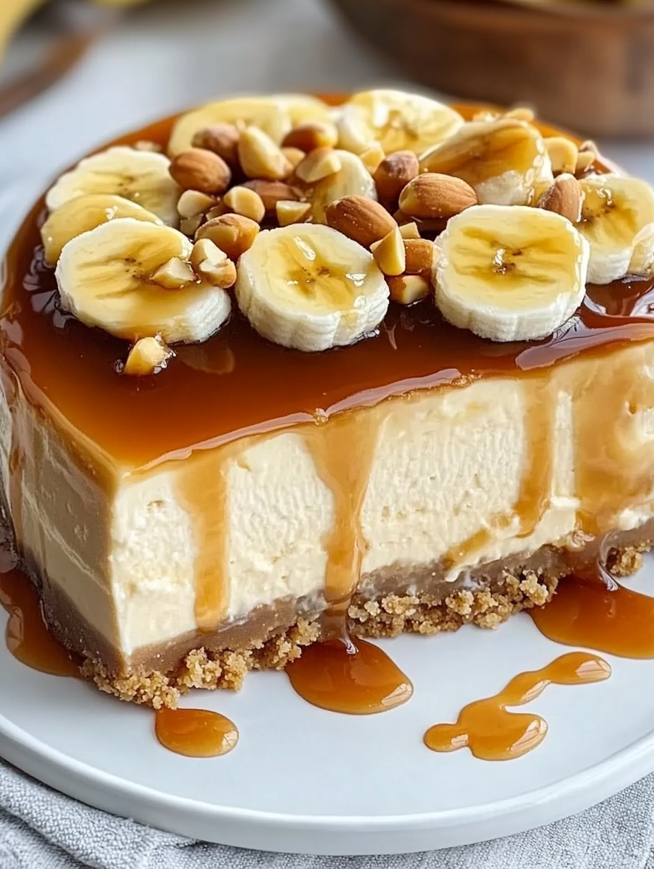 The Best Banana Caramel Nut Cheesecake