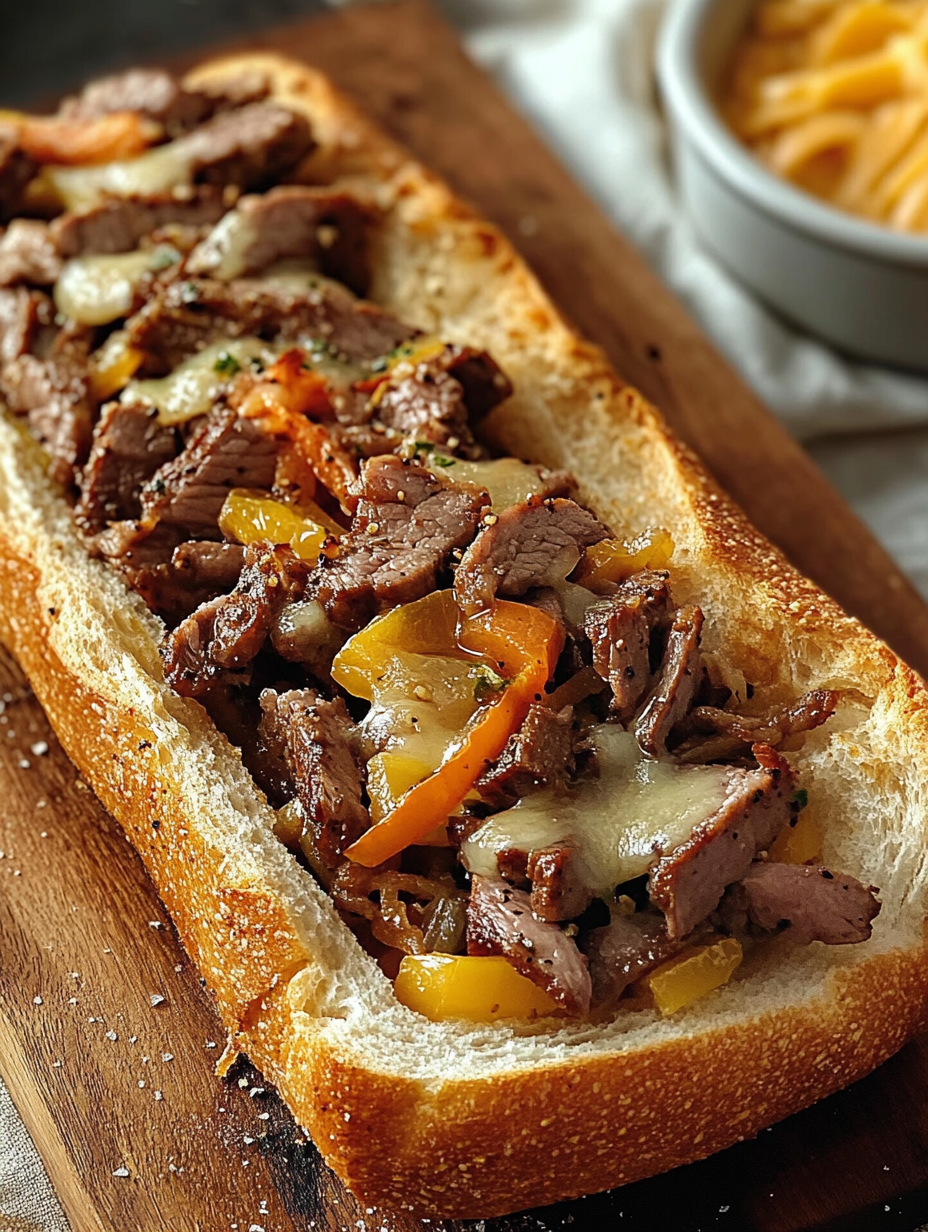 The Best Garlic Philly Cheesesteak Bread