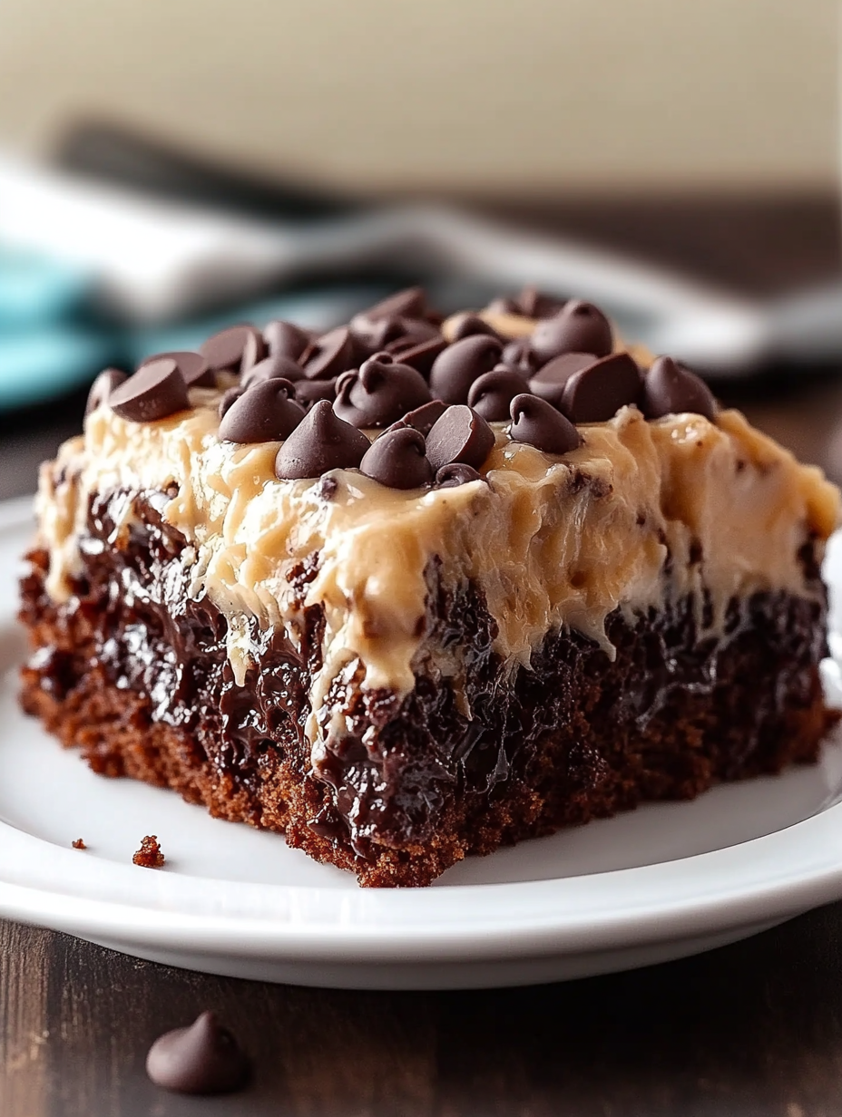 The Best German chocolate poke cake