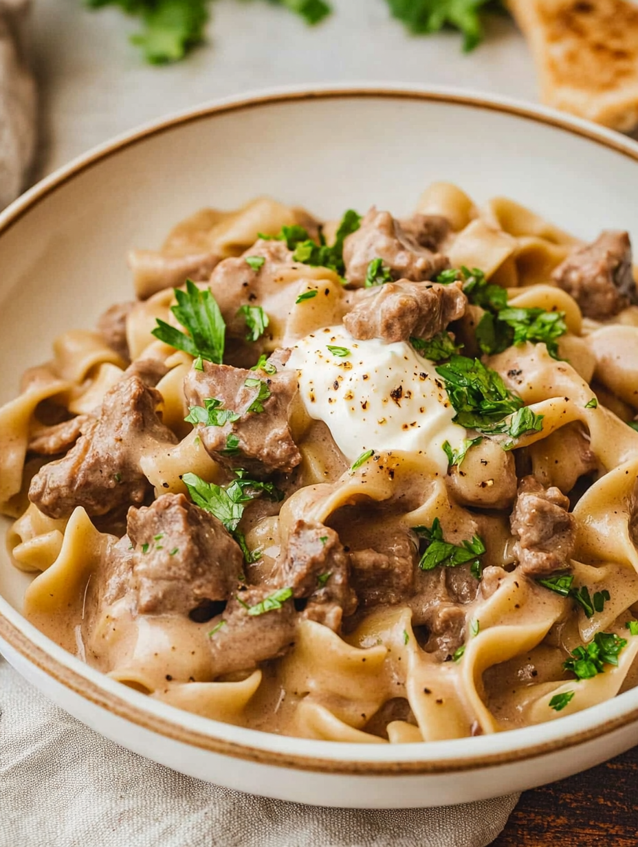 Creamy French Onion Beef and Noodles