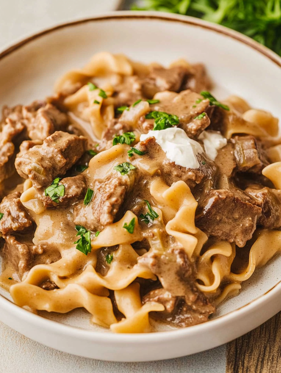 The Best Creamy French Onion Beef and Noodles