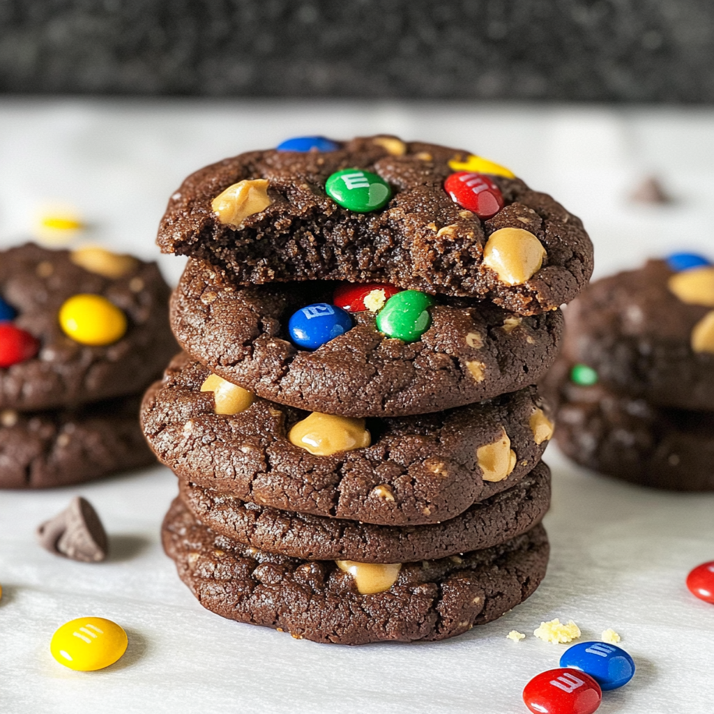 Chocolate Peanut Butter M&M Cookies