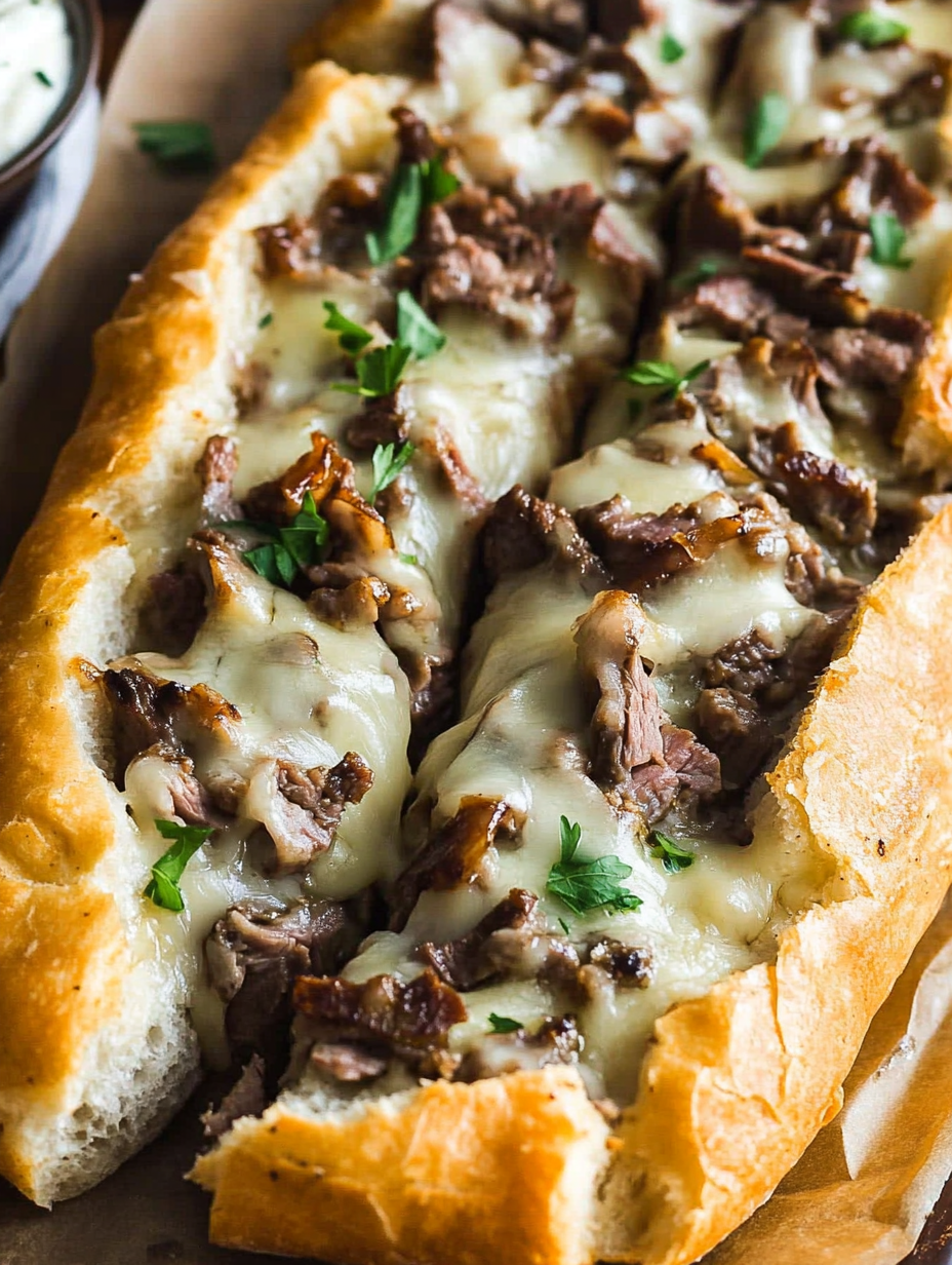 Philly Cheesesteak Cheesy Bread