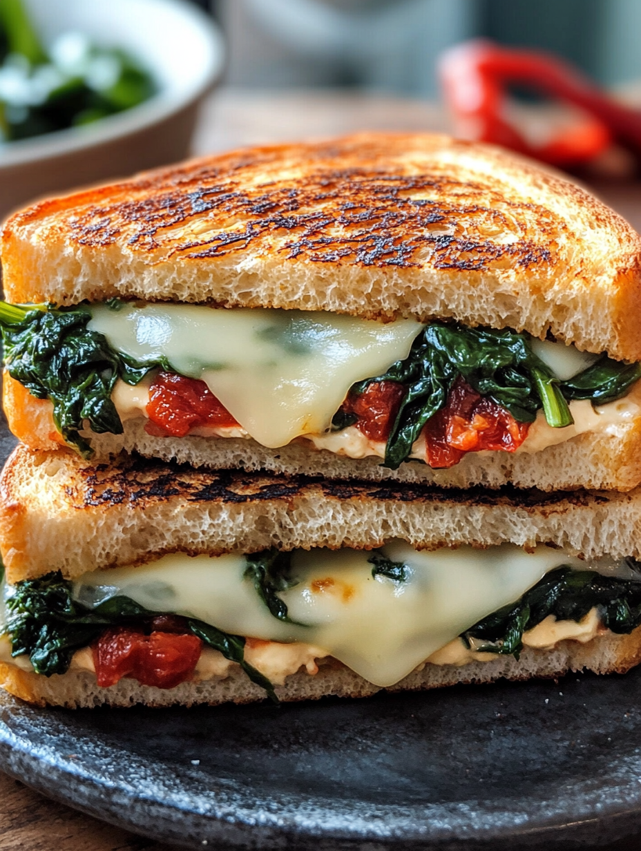 The Best Mediterranean Spinach Grilled Cheese