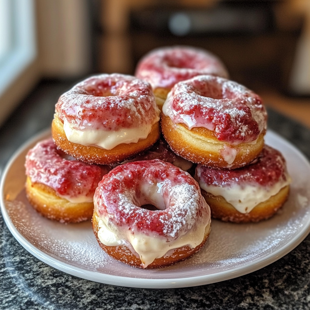 Strawberry Cheesecake Stuffed Donuts