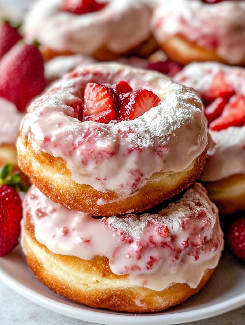 The Best Strawberry Cheesecake Stuffed Donuts