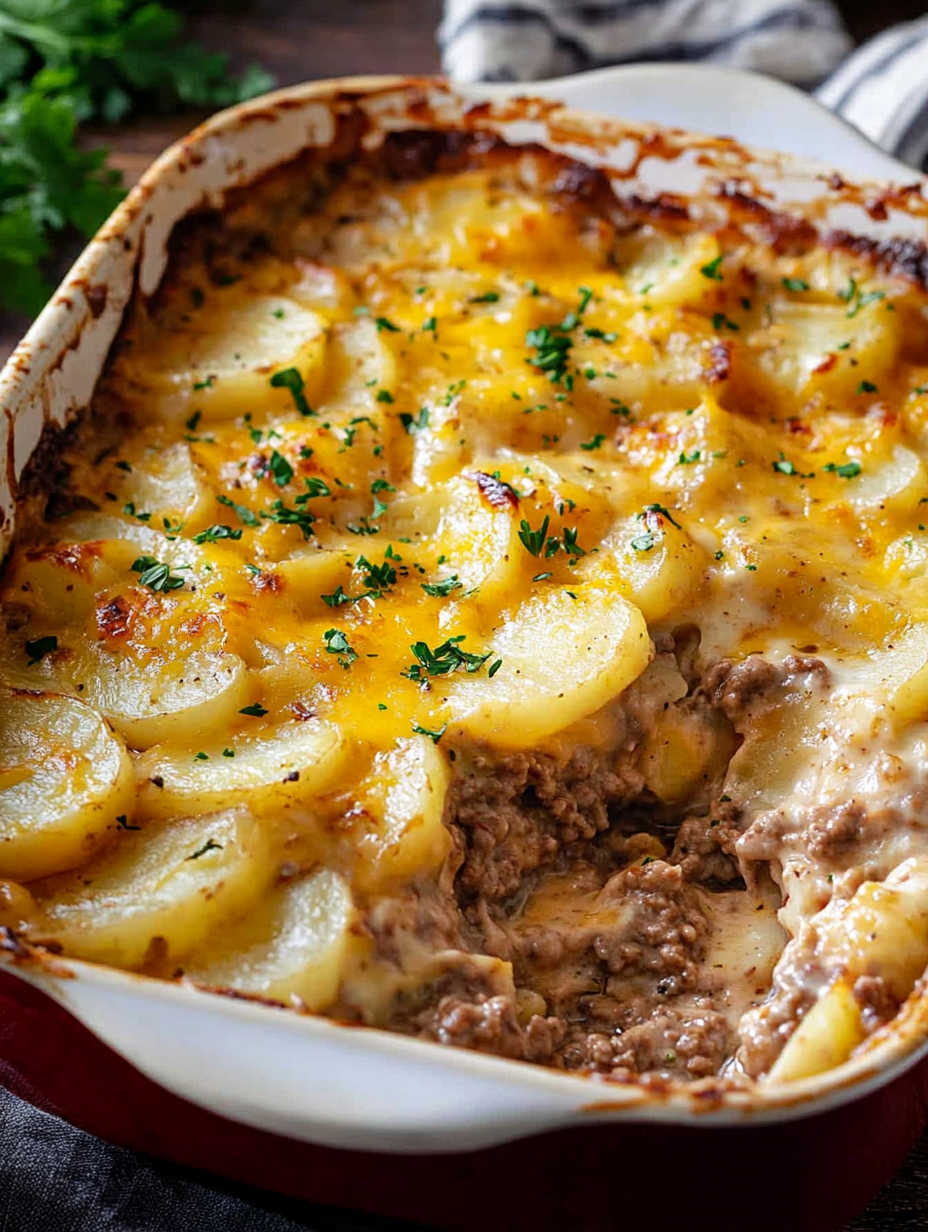 The Best Easy Hamburger Potato Casserole