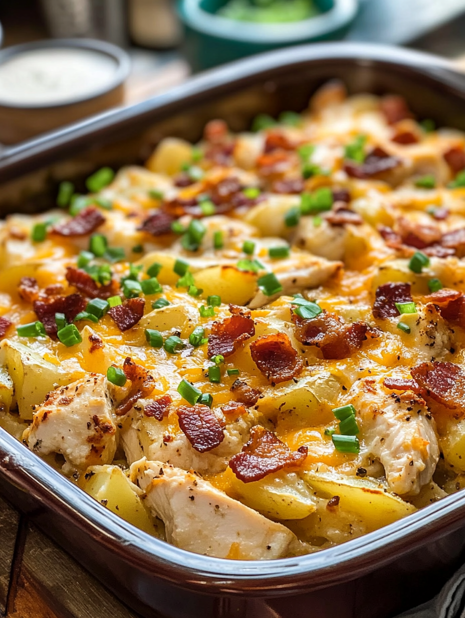 The beste Loaded Potato Ranch Chicken Casserole