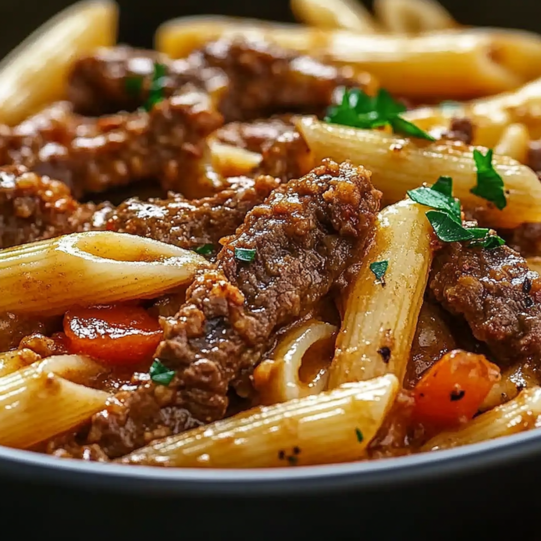 GARLIC BEEF PASTA Recipe