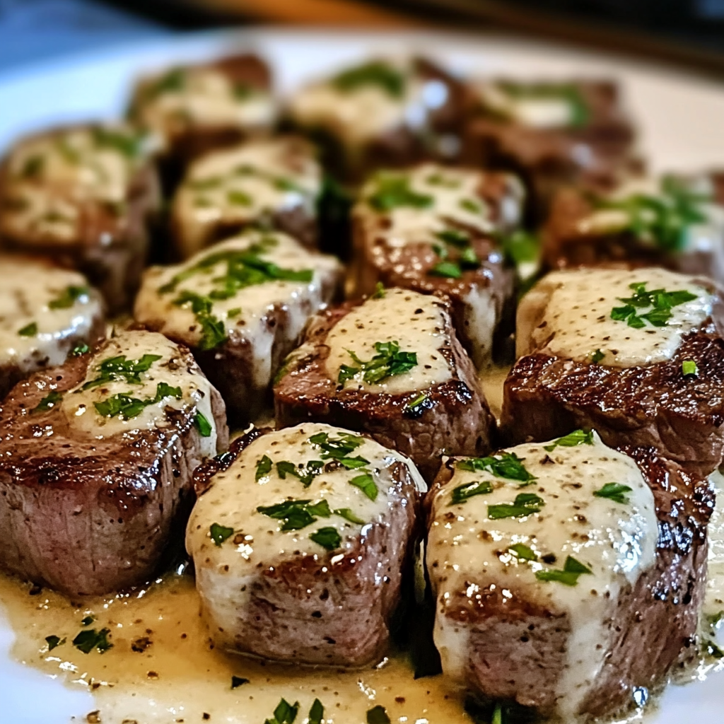 Garlic Butter Steak Bites with Parmesan Cream Sauce Recipe