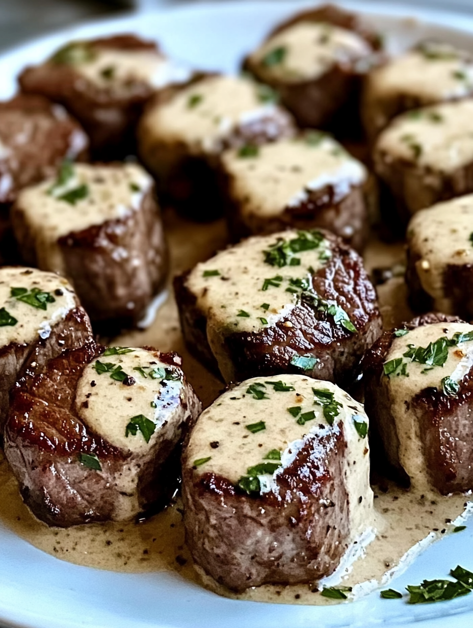 Garlic Butter Steak Bites with Parmesan Cream Sauce