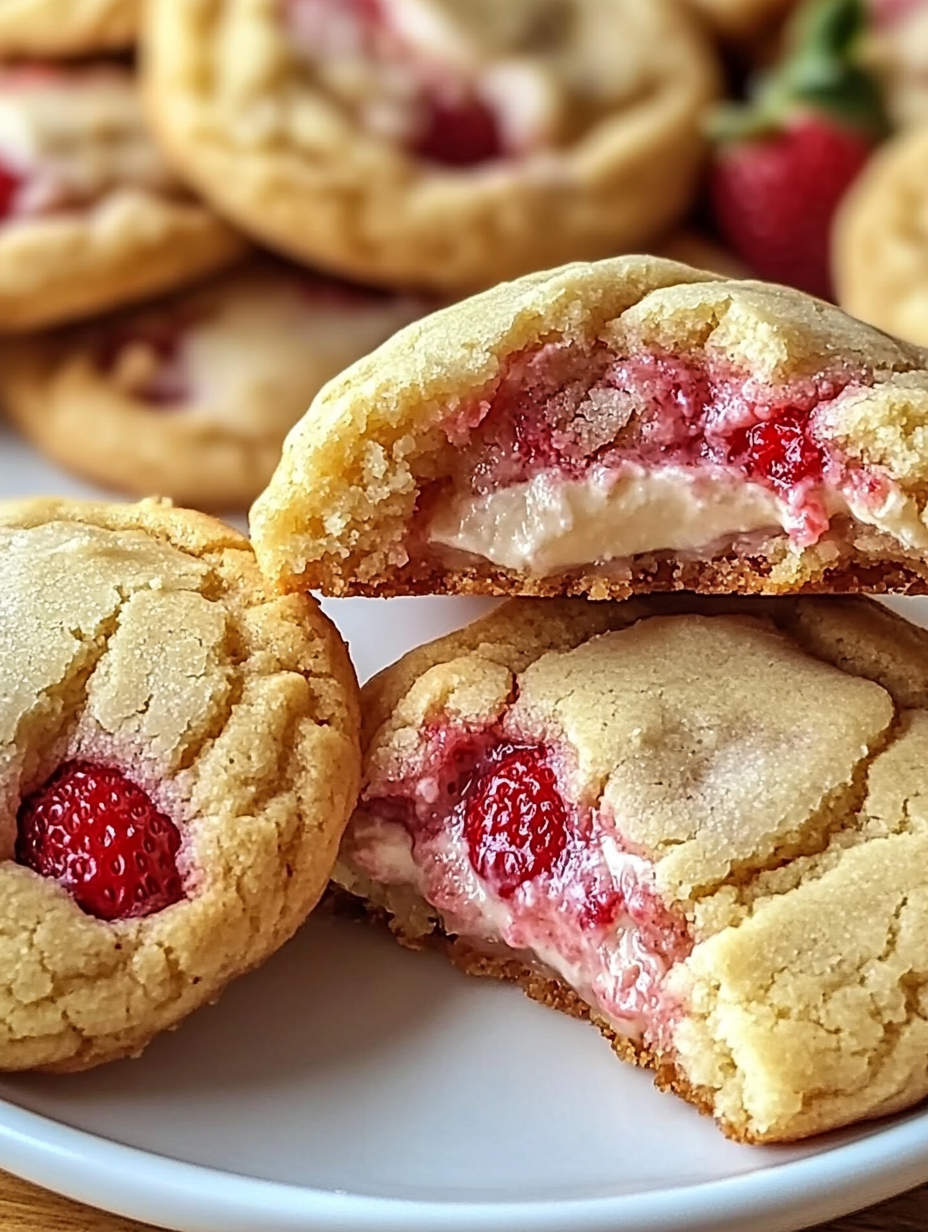 The Best Strawberry Cheesecake Stuffed Cookies