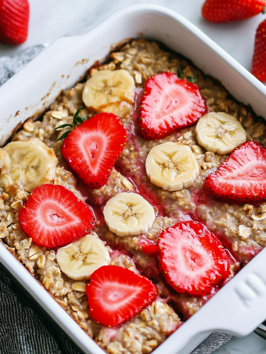 Protein Strawberry Banana Baked Oatmeal