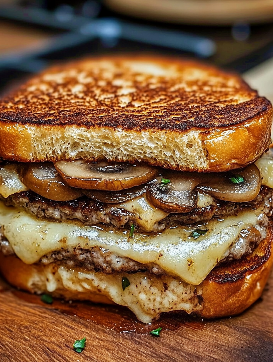 The Best Mushroom Swiss Patty Melt