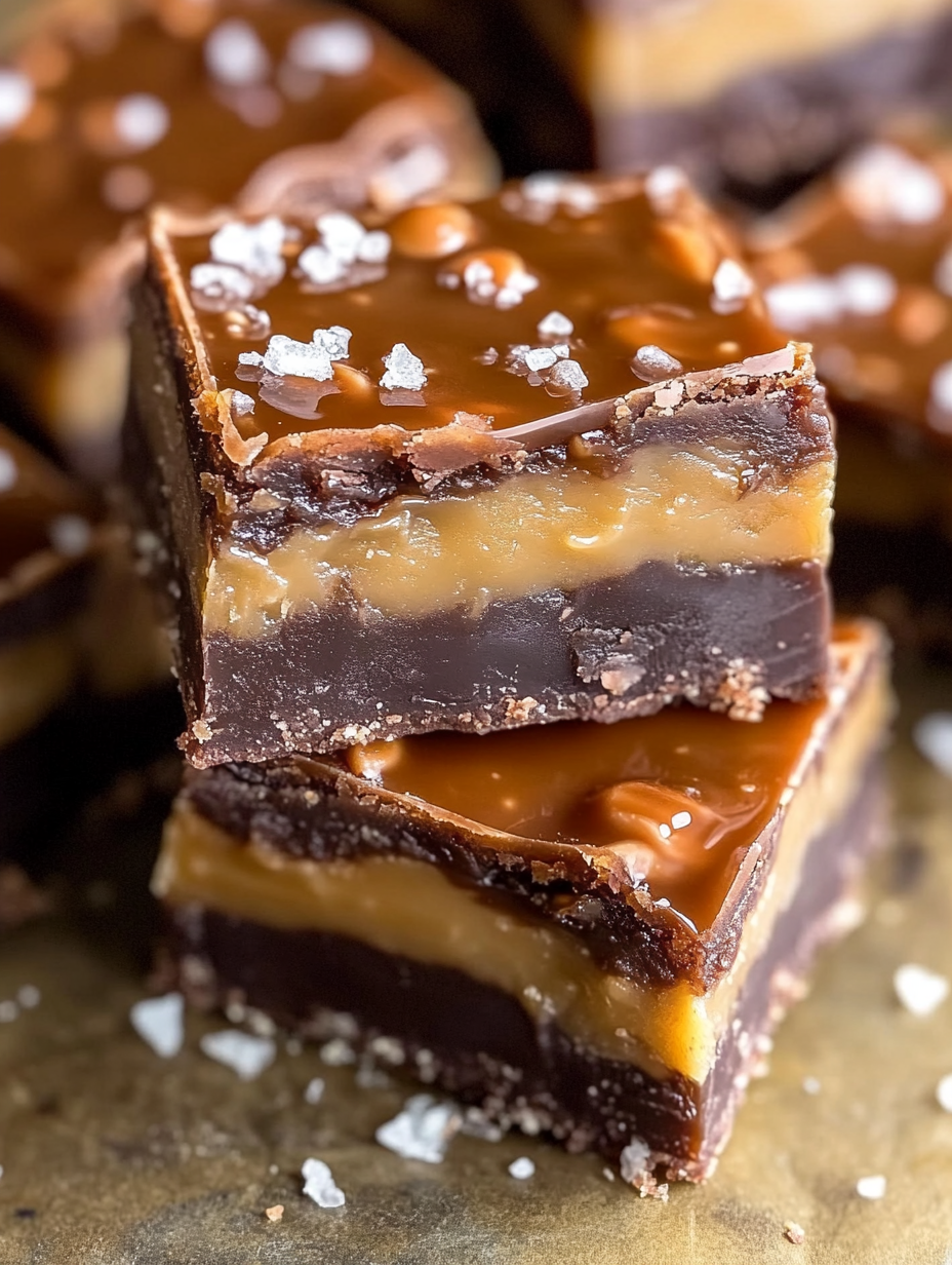 Salted Caramel Turtle Fudge Bars