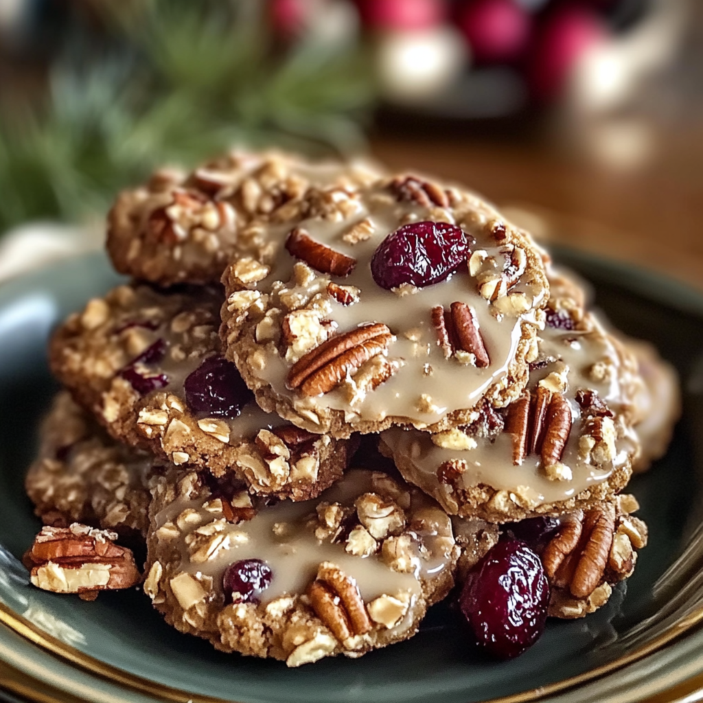 No-Bake Cranberry Pecan Praline Cookies Recipe