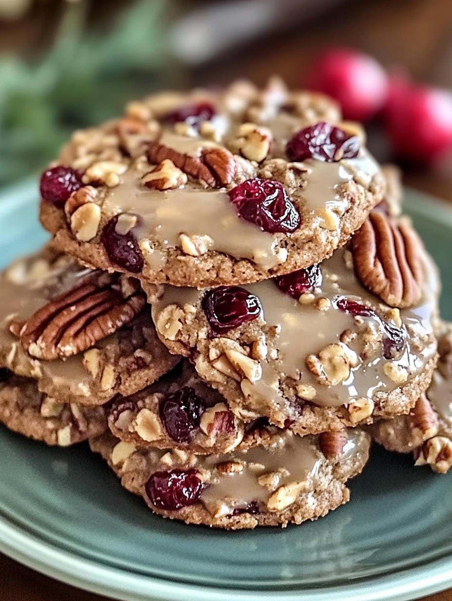 No-Bake Cranberry Pecan Praline Cookies