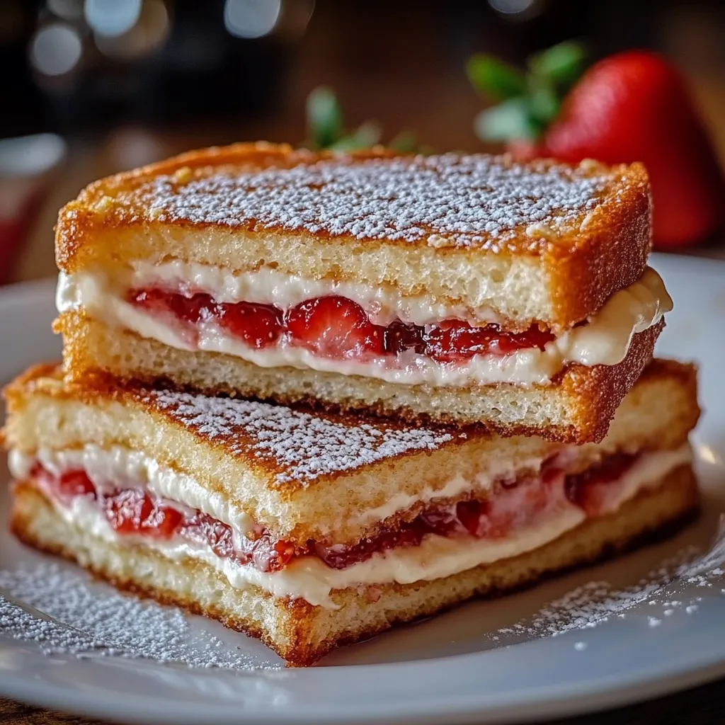 Golden Strawberry Cheesecake Sandwiches