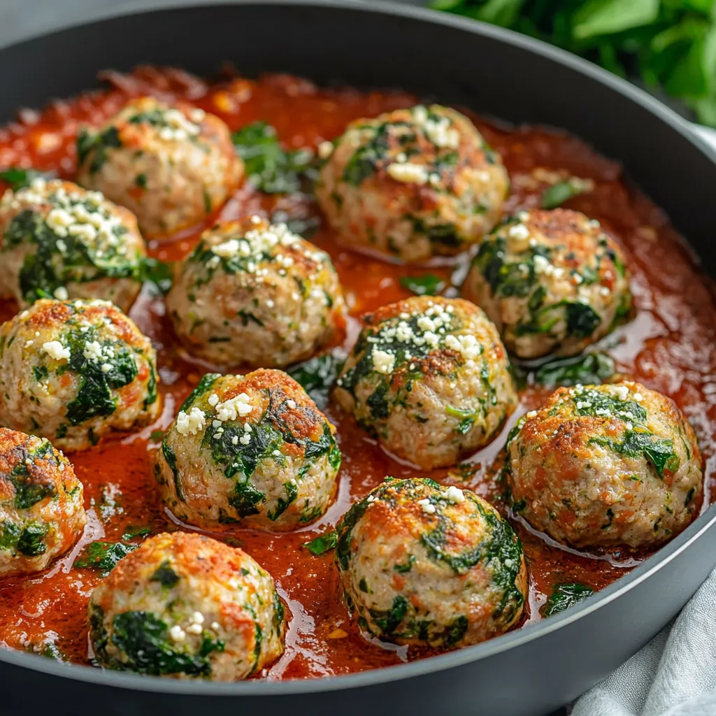 Baked Spinach Feta Meatballs