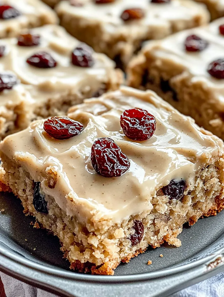 Frosted Oatmeal Raisin Cookie Bars