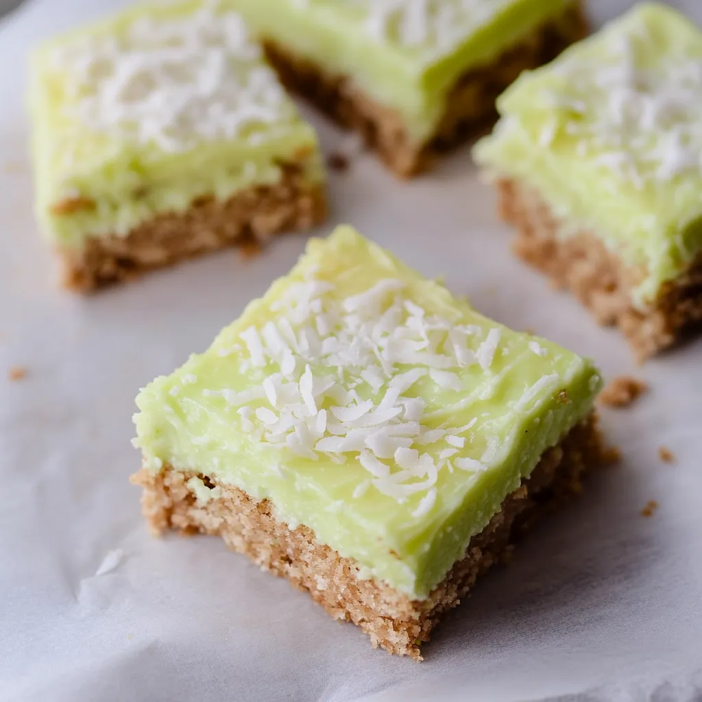 Homemade Lime Frosted Coconut Bars