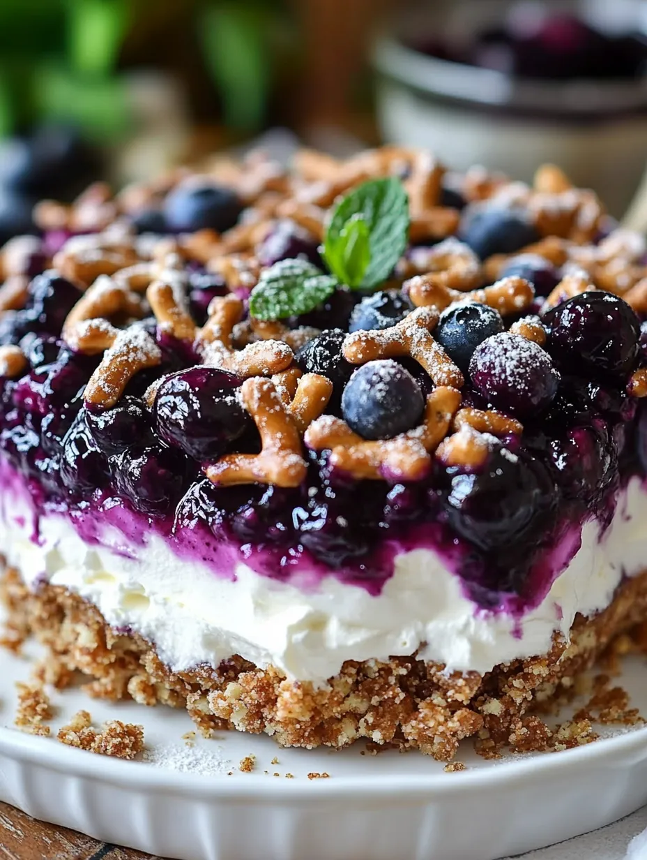 Easy Blueberry Pretzel Salad