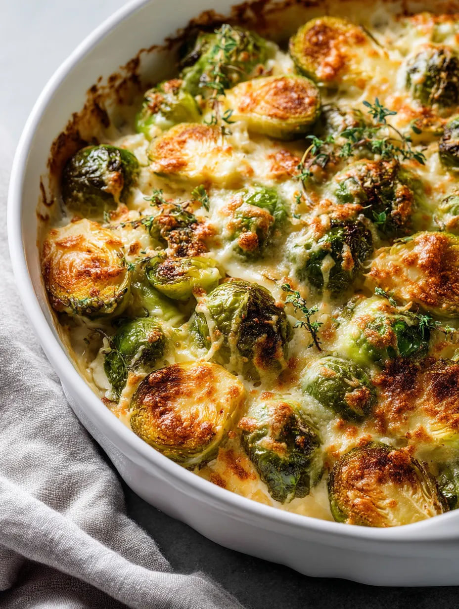Easy Garlicky Creamy Brussels Sprouts Au Gratin