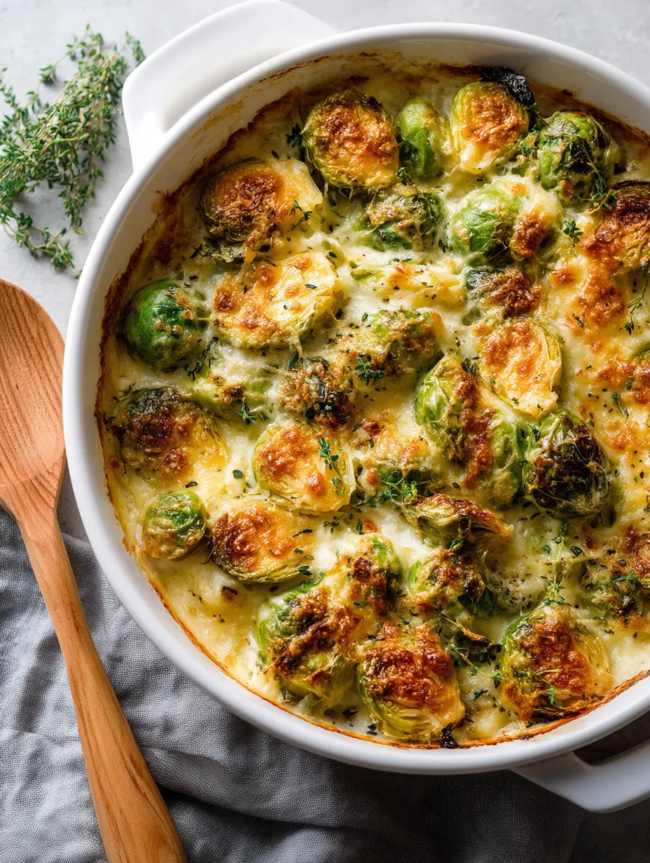 Garlicky Creamy Brussels Sprouts Au Gratin Recipe