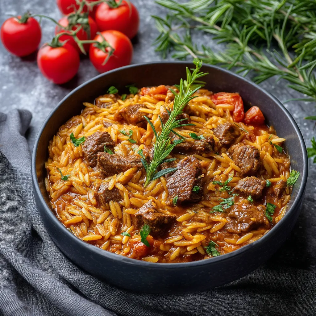 Greek Beef Orzo Dish