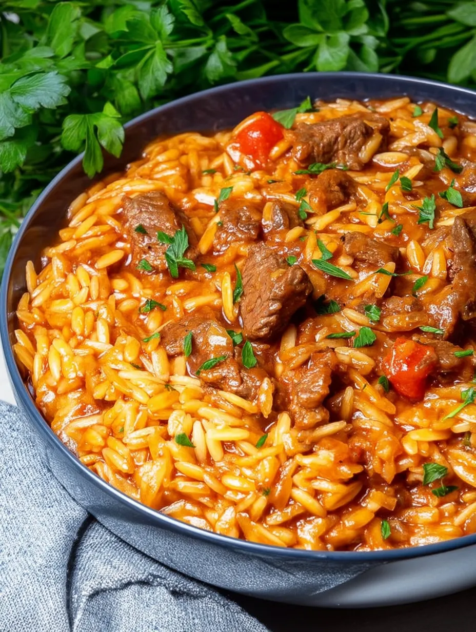 Greek Beef Stew with Orzo