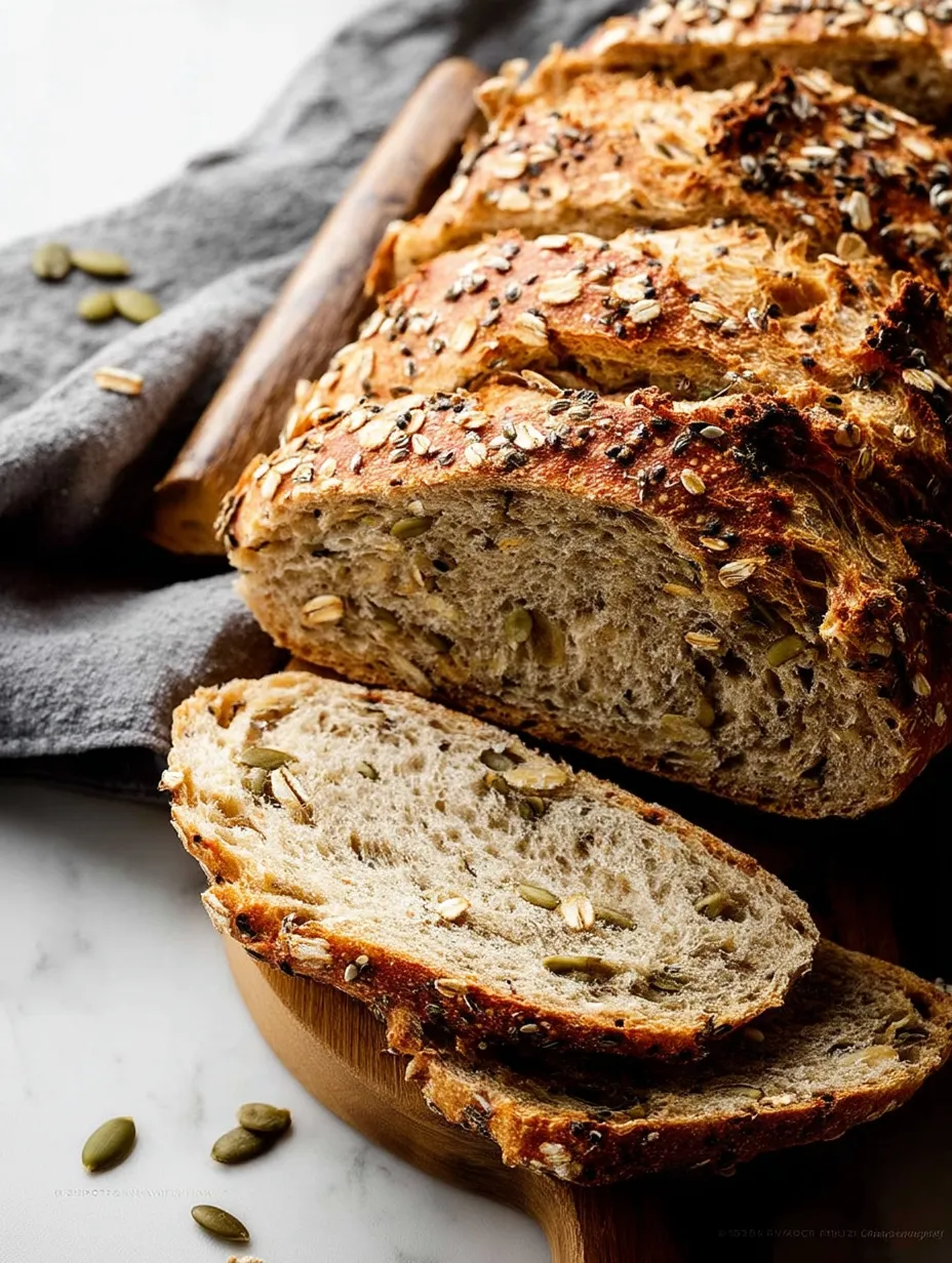 No Knead Seeded Oat Bread