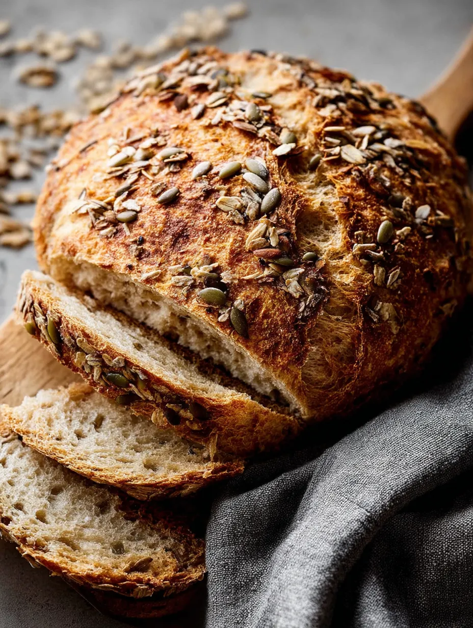 No Knead Seeded Oat Bread Recipe