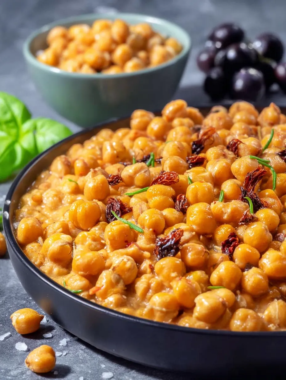 A bowl of chickpeas with a spoon in it.