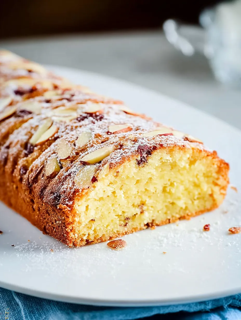 A slice of Scandinavian Almond Cake Recipe.