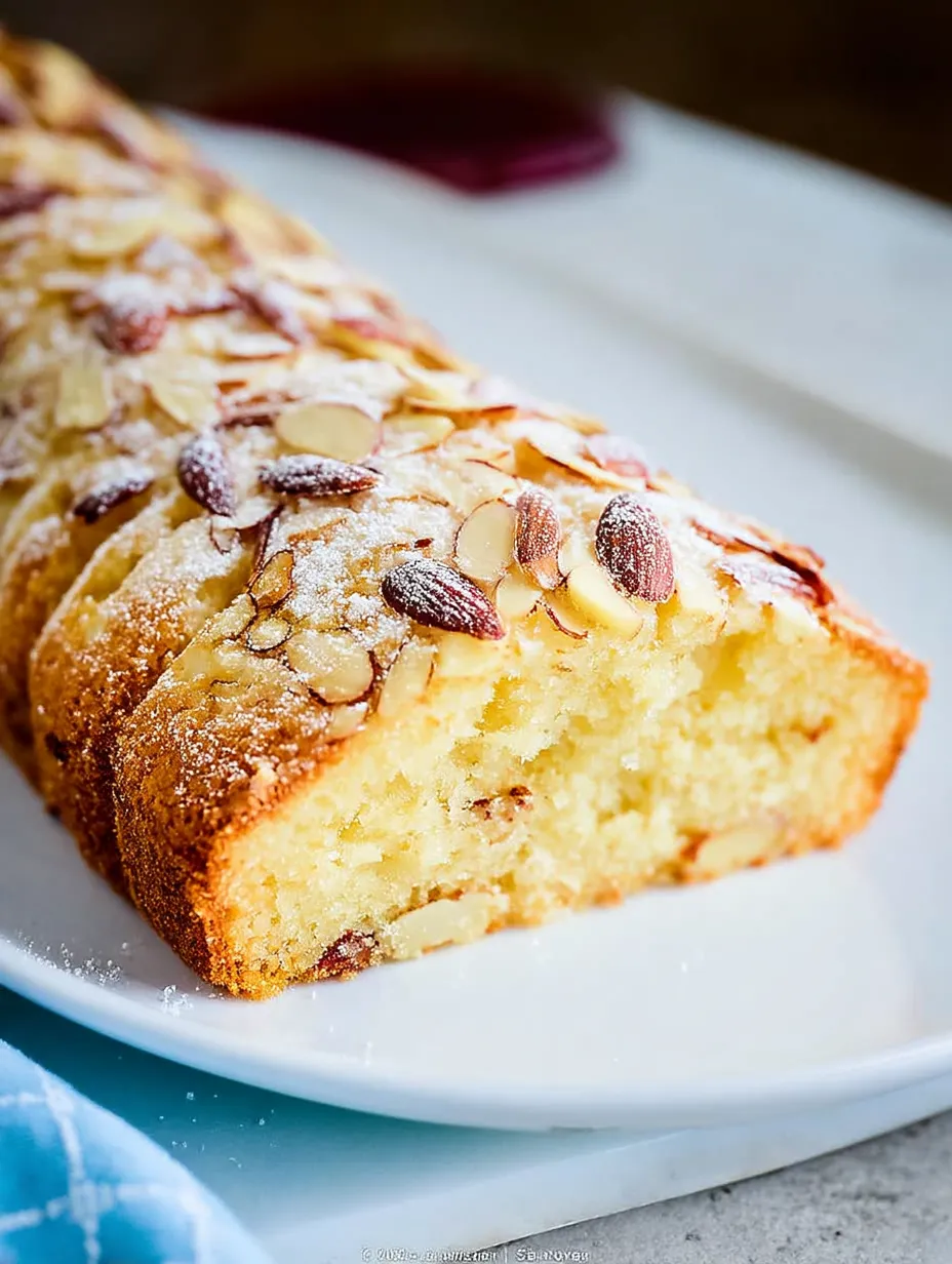 A slice of Scandinavian Almond Cake.