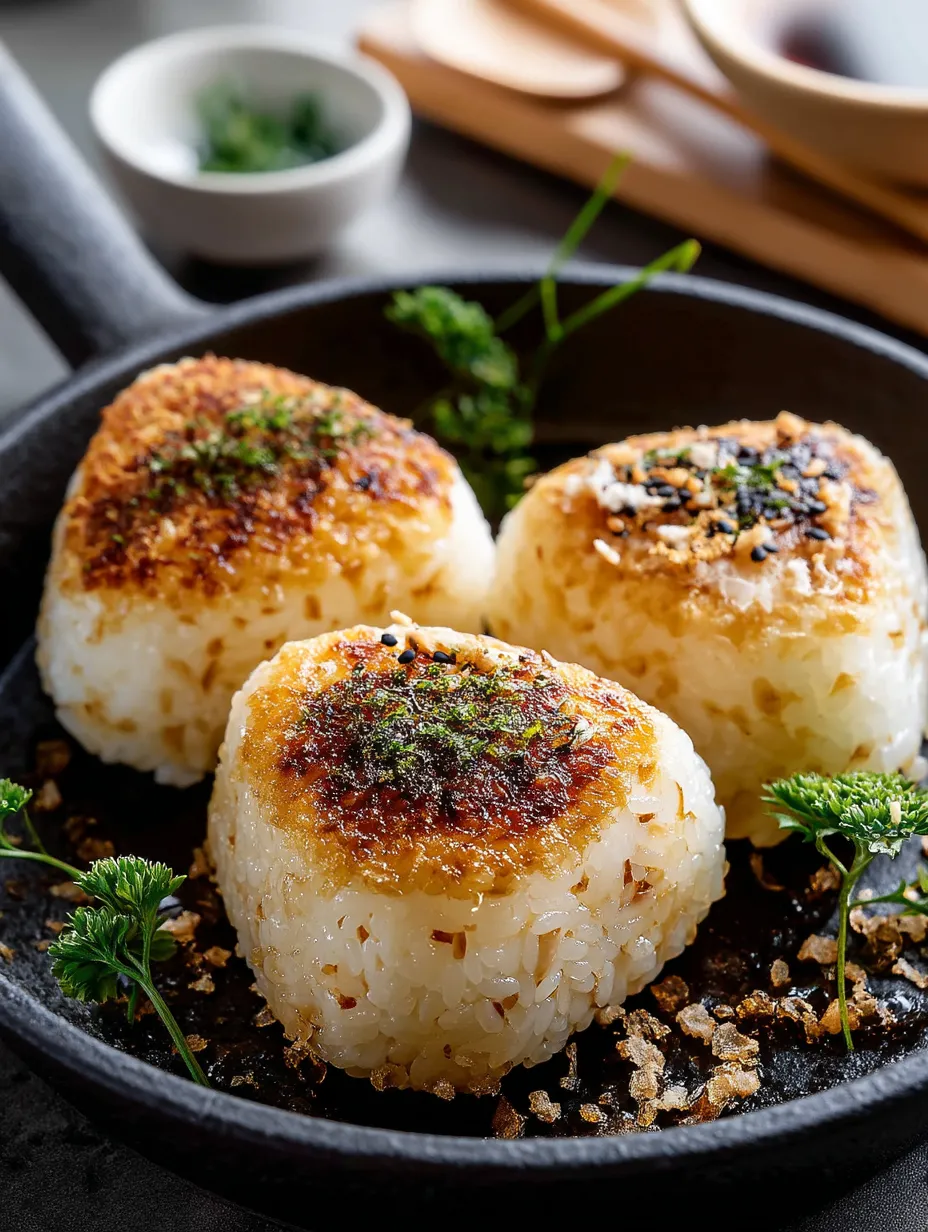 Yaki Onigiri on a plate.