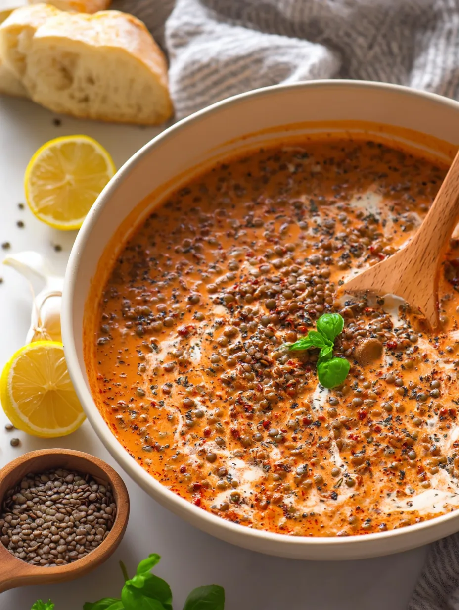 A bowl of creamy marry Me lentils.