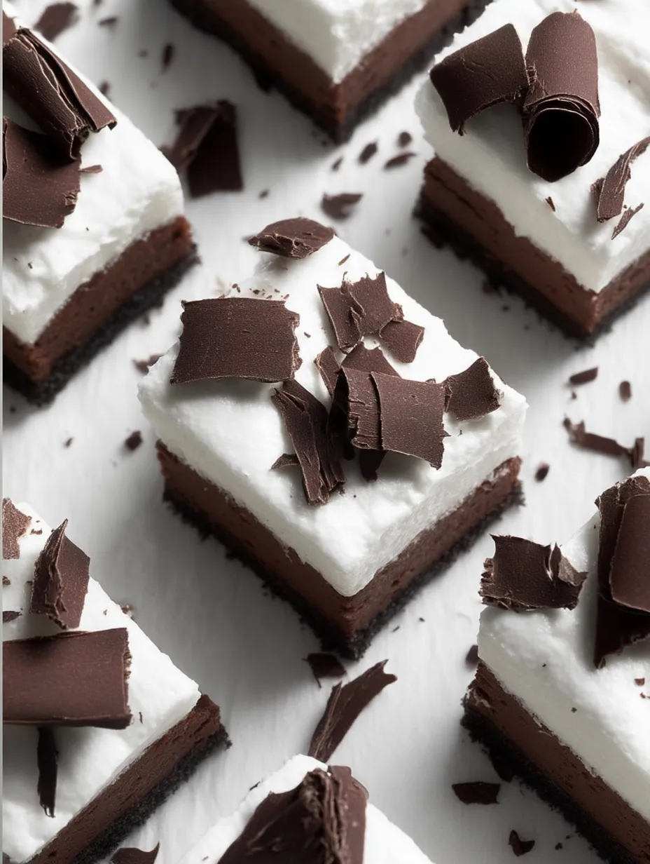 A close up of a Chocolate Cream Pie Bars.