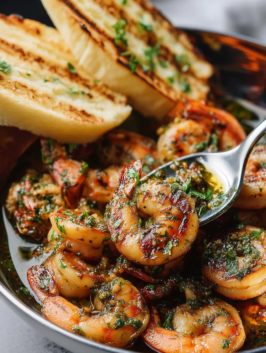 A plate of chimichurri shrimp.