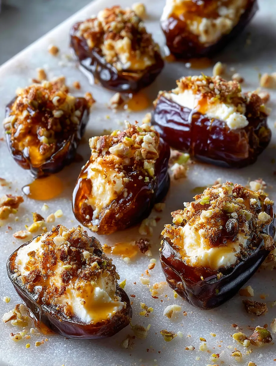 A plate of Mascarpone Stuffed Dates.