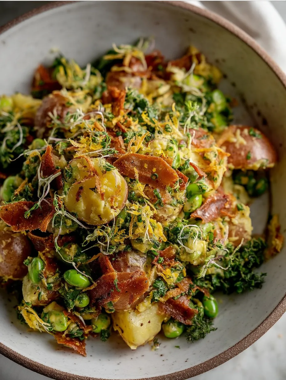 Easy lemon pepper smashed potato salad.