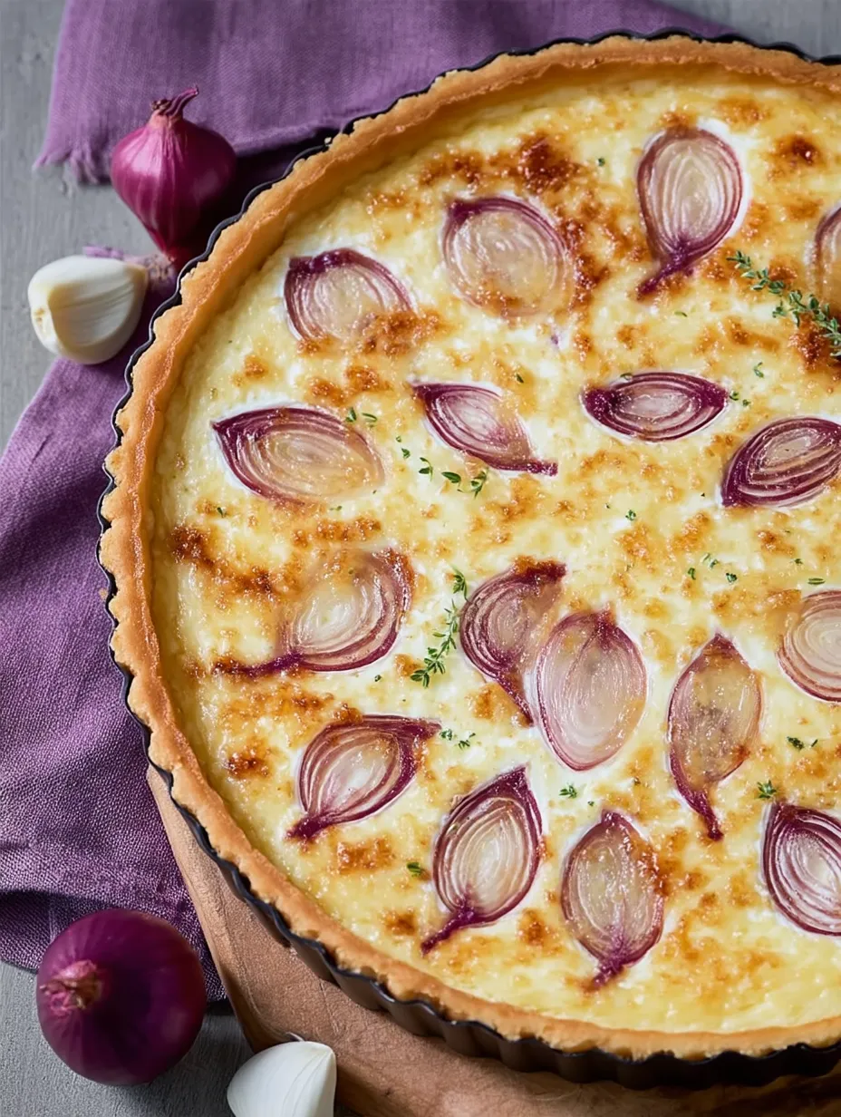 A tart with onions and cheese.