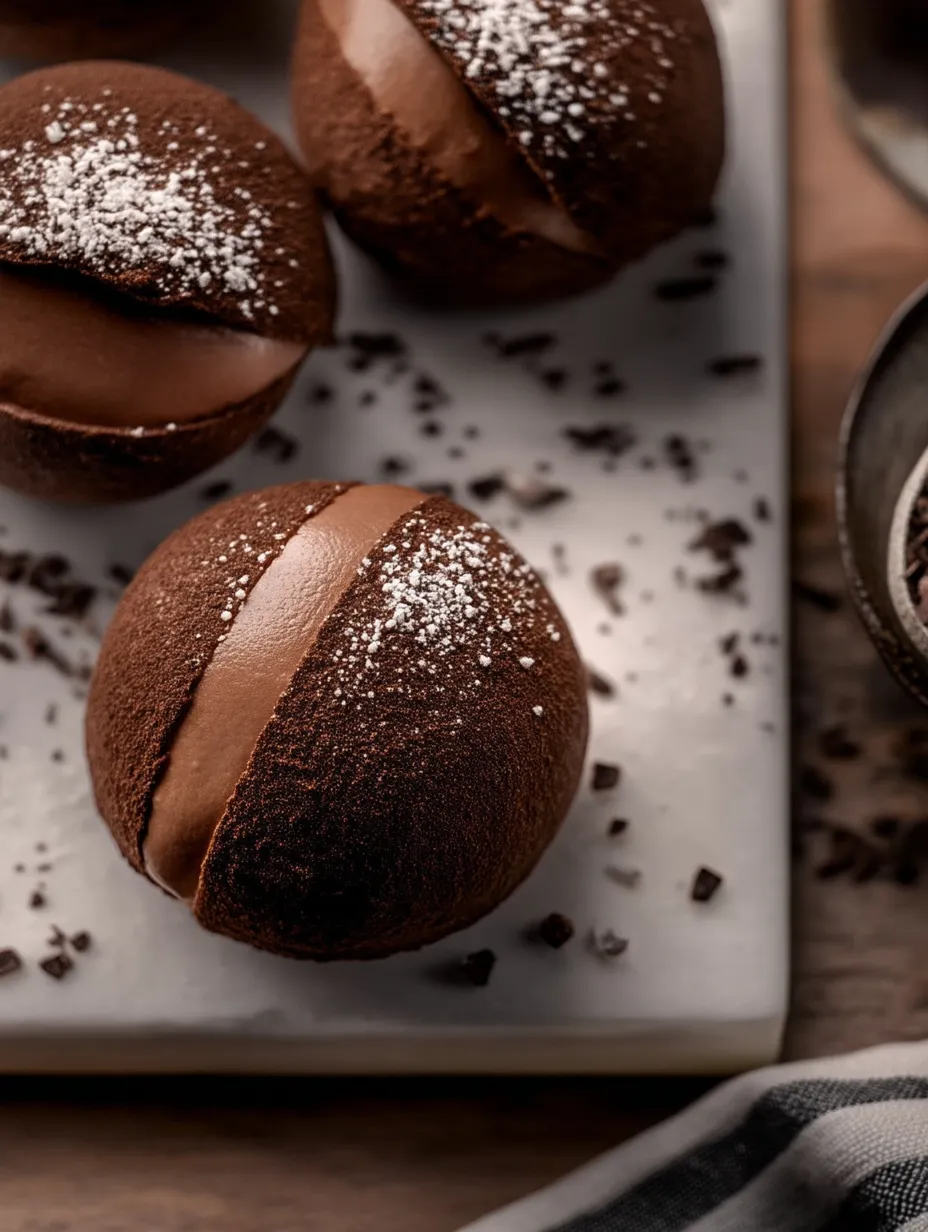 A plate of chocolate maritozzi.