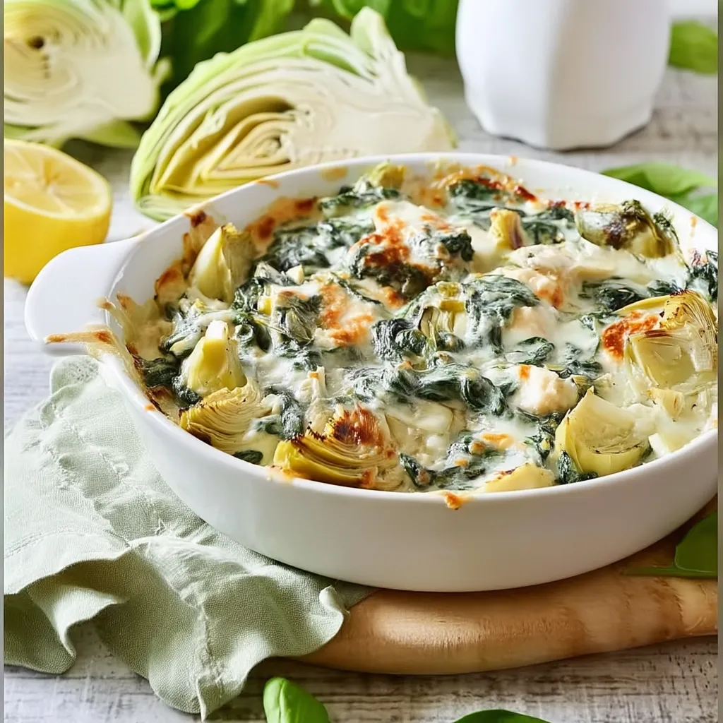 Chicken Bake with Spinach and Artichokes