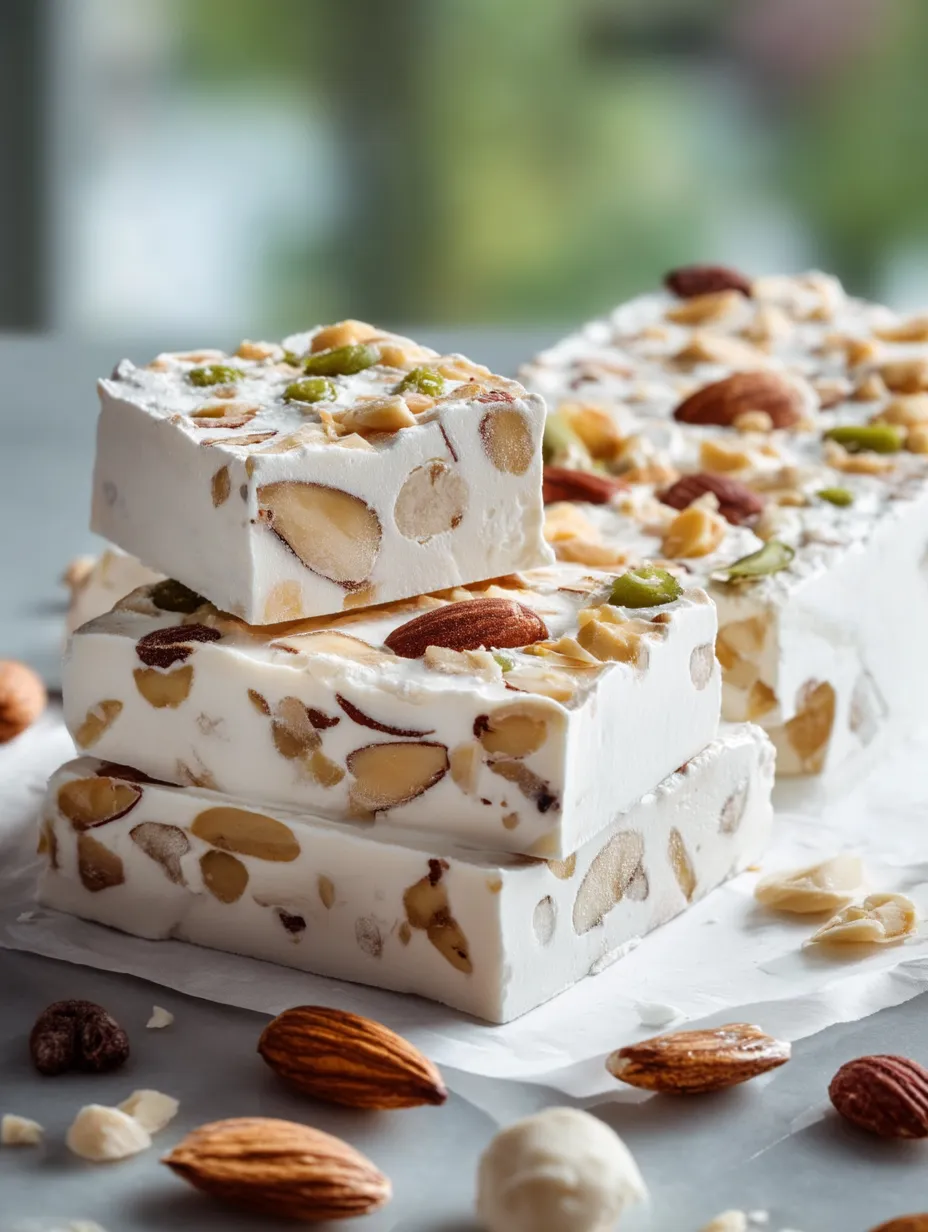 A stack of italian torrone Recipe.