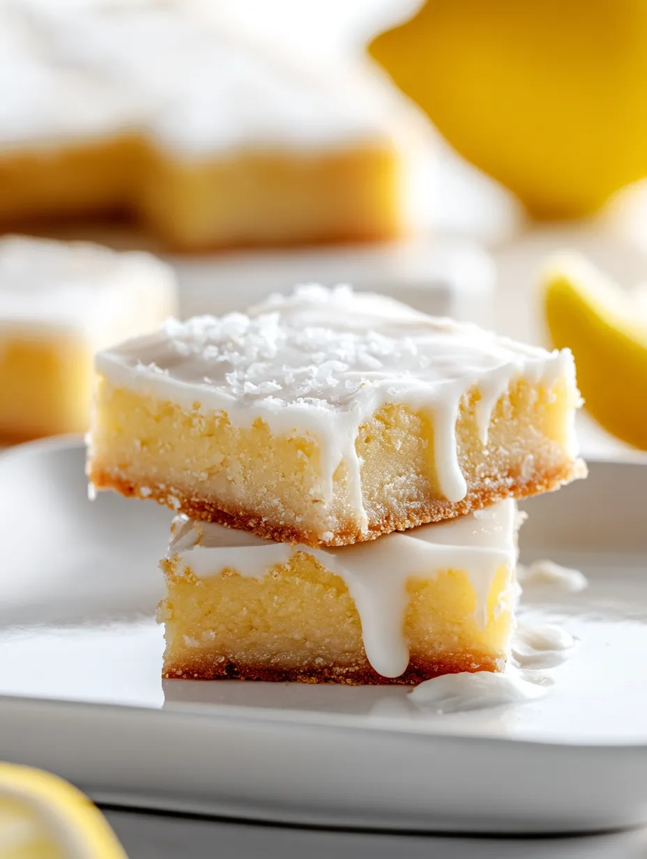 A bright square of lemony goodness with glaze.